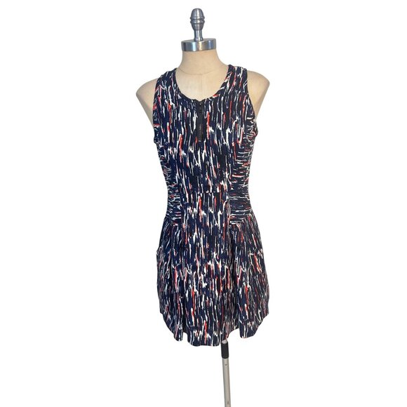Milly Womens Abstract Print Sleeveless Dress W/ Pockets Size 6 Linen Silk - Picture 1 of 5